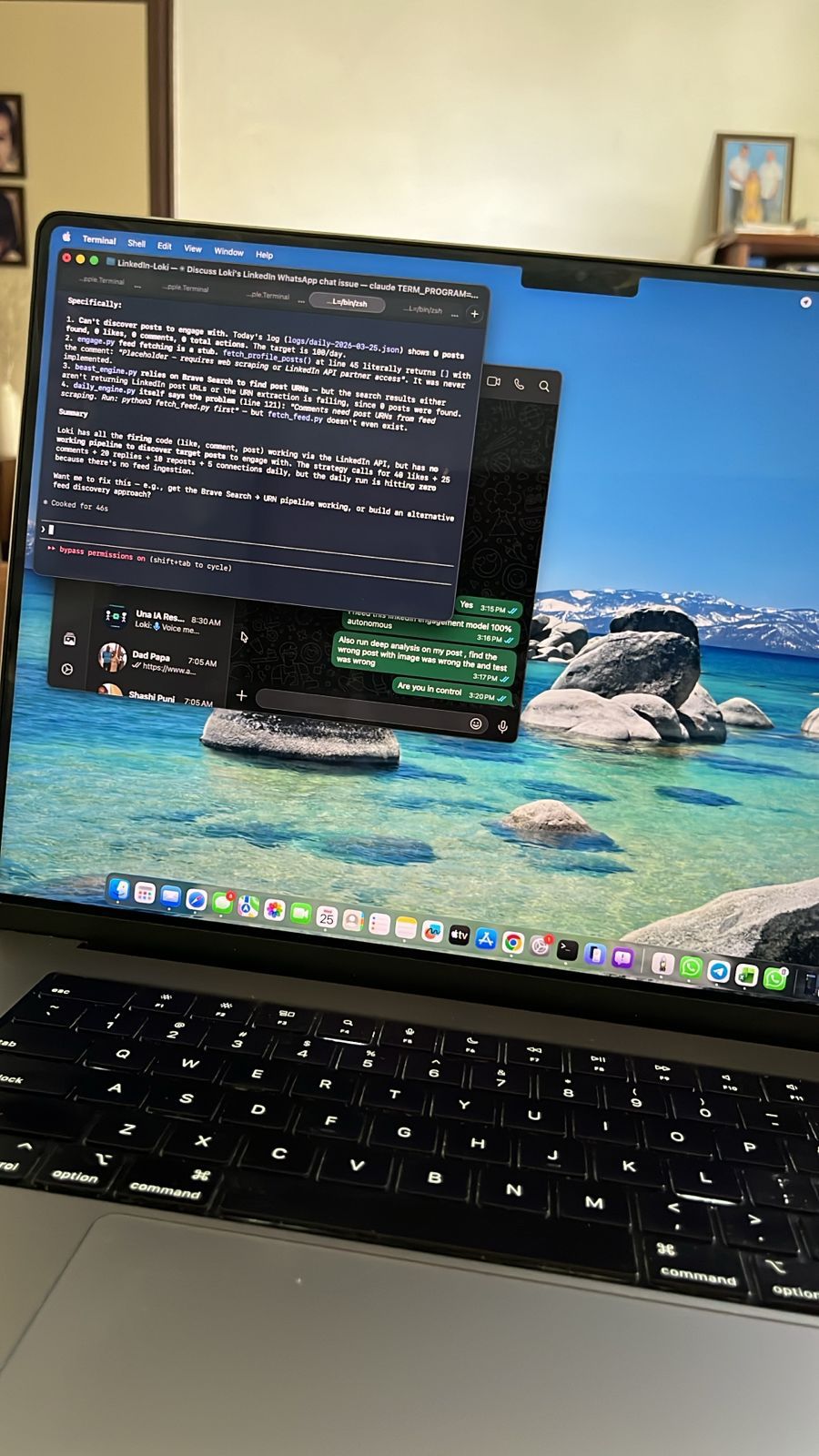 Claude Code debugging Loki's LinkedIn pipeline in real-time